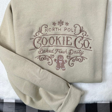 North Pole Cookie Co Embroidered Sweatshirt- Y2K Style Embroidered Crewneck| unisex Sweatshirt- Embroidered hoodie Christmas - Gift for her